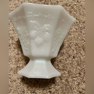 Vintage milk glass vase no chips or cracks grape design